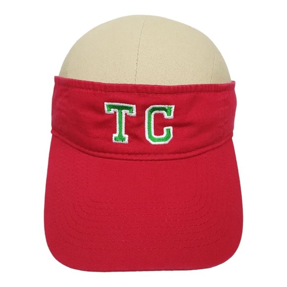 Port And Co TC Monogram Initials Strapback Visor Tennis Golf Hat Red - Picture 1 of 11